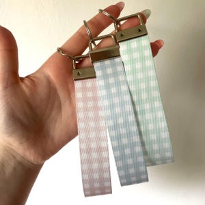 Llavero de pulsera, cordón de cuadros vichy para llaves, llavero de coche, bonita correa para llaves de niña
