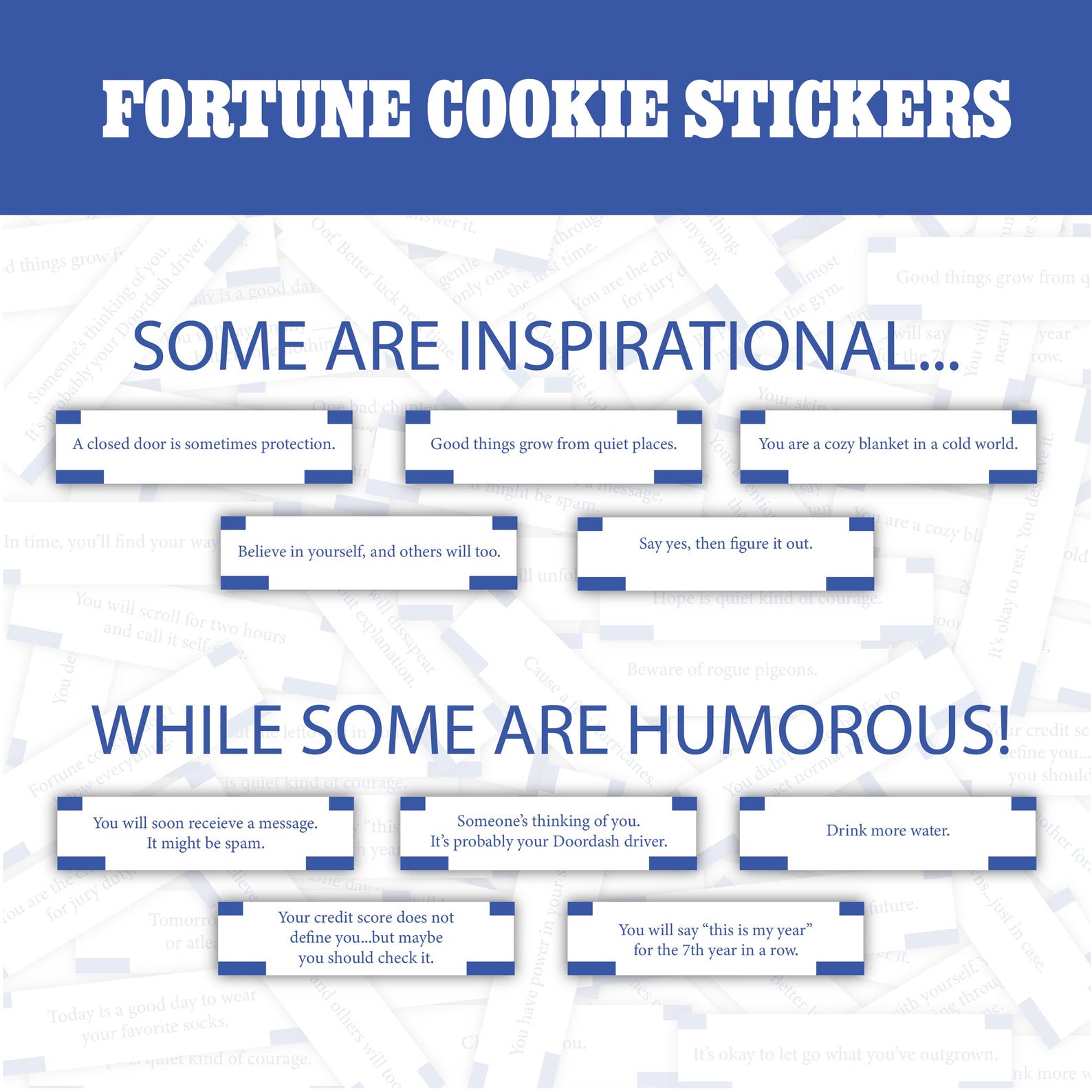 Fortune Cookie Sticker Pack, Sarcastic and Humorous Messages, 1-50 Pcs ...