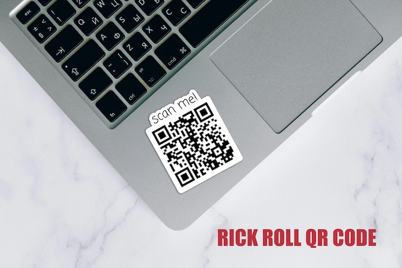 Rick Roll R Code Rick Roll QR Code Sticker, Laptop and Water Bottle Decal, Waterproof ...