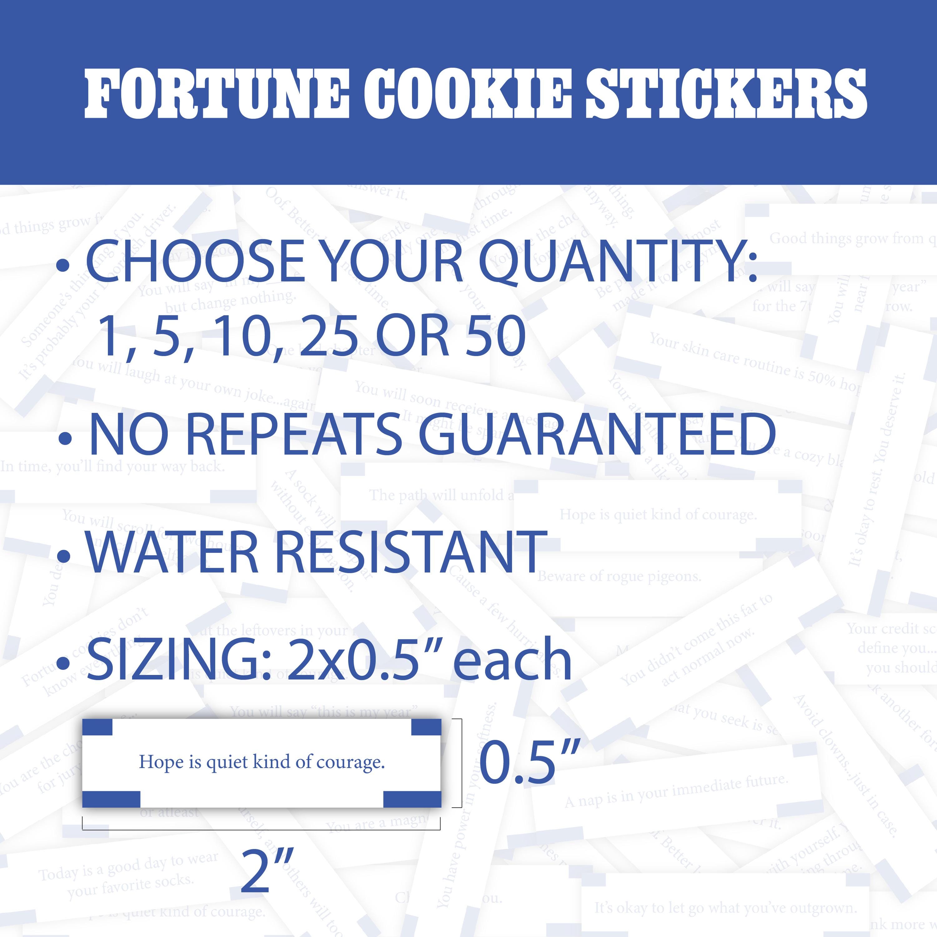 Fortune Cookie Sticker Pack, Sarcastic and Humorous Messages, 1-50 Pcs ...