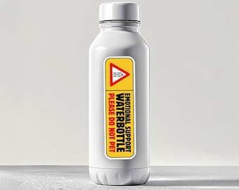 Emotional Support Water Bottle Sticker Do Not Pet, Laptop and Water Bottle Decal, Cute Waterproof Sticker, Warning Sticky, Beverage and Cans