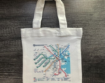 MBTA Mini Canvas Tote Bag, Train Subway Bag With Handles, Handbag 