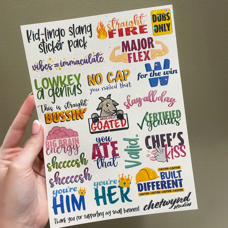 Classroom Reward Sticker, 20-Pack Kid-Lingo Slang Grading Sticker, Motivational Learning Incentive for Schools, Sticker Gifts for Teachers