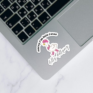 Dilly Dally Goose Sticker, Laptop and Water Bottle Decal, Cute Waterproof Sticker, Geese Decal for iPad, Sorry I&#39;m Late I Was Dilly Dallying