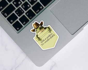 Ich bin überreizt Frosch Aufkleber, Laptop und Wasserflasche Aufkleber, niedlicher wasserdichter Aufkleber, Frosch Kröte Cowboy Tasche klebrig