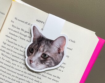 Personalisiertes Haustier Magnet Lesezeichen, Individuelles Hunde & Katzen Liebhaber Lesezeichen, Individuelles Haustier Foto, Bücherwurm Geschenke für Sie, Buchclub Zubehör