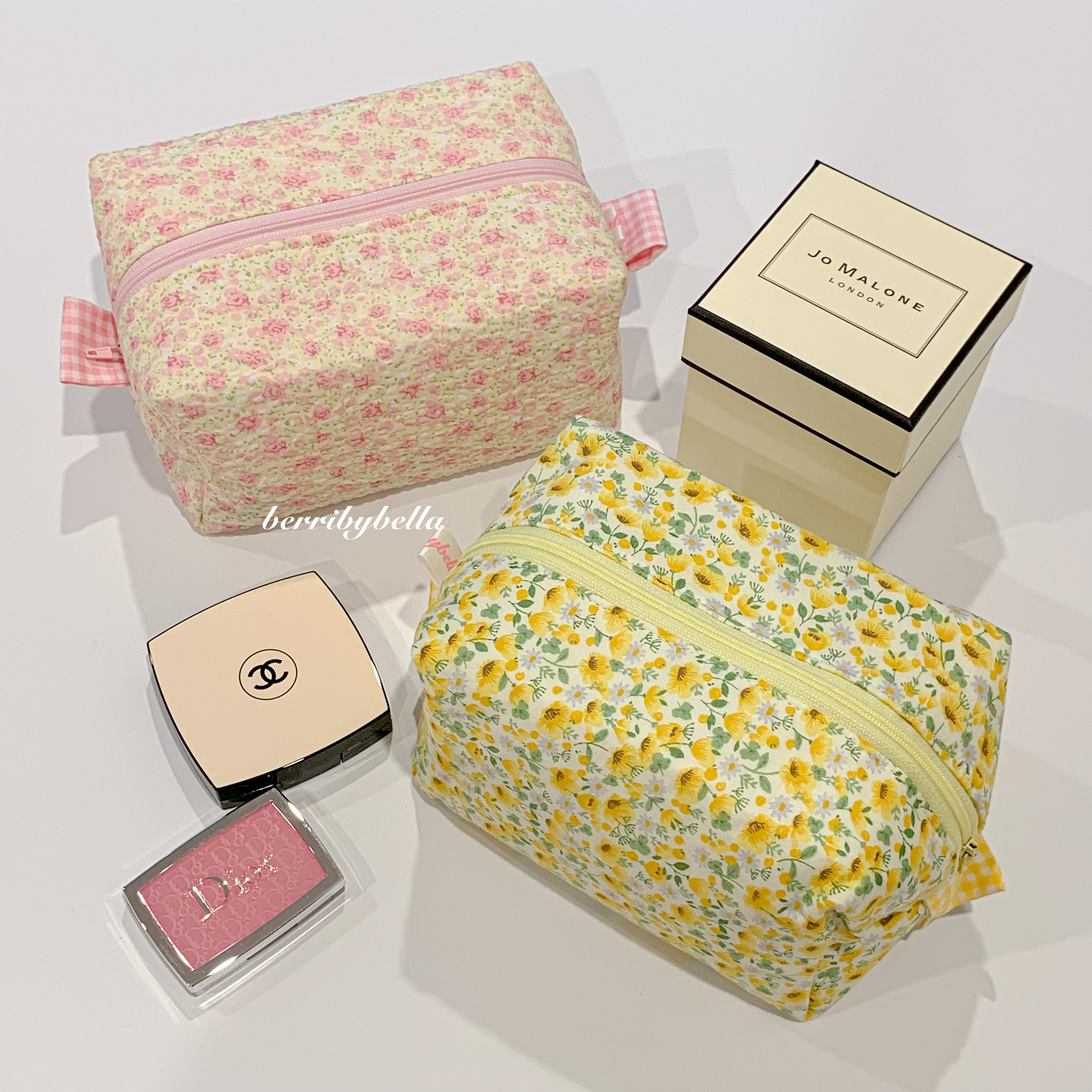 Handmade Makeup Bag Set Cream Rose Cosmetic Bag Makeup Etsy