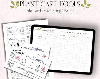 Plant Care Info Card + Watering Tracker Bundle | Digital Download | Instant Plant Care Resources