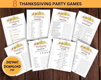 ZESTAW Gier na Święto Dziękczynienia 8 | Friendsgiving | Pakiet aktywności rodzinnych | Zabawne gry rodzinne | ZESTAW Gier dla dzieci | Gry imprezowe | Gry wdzięczności