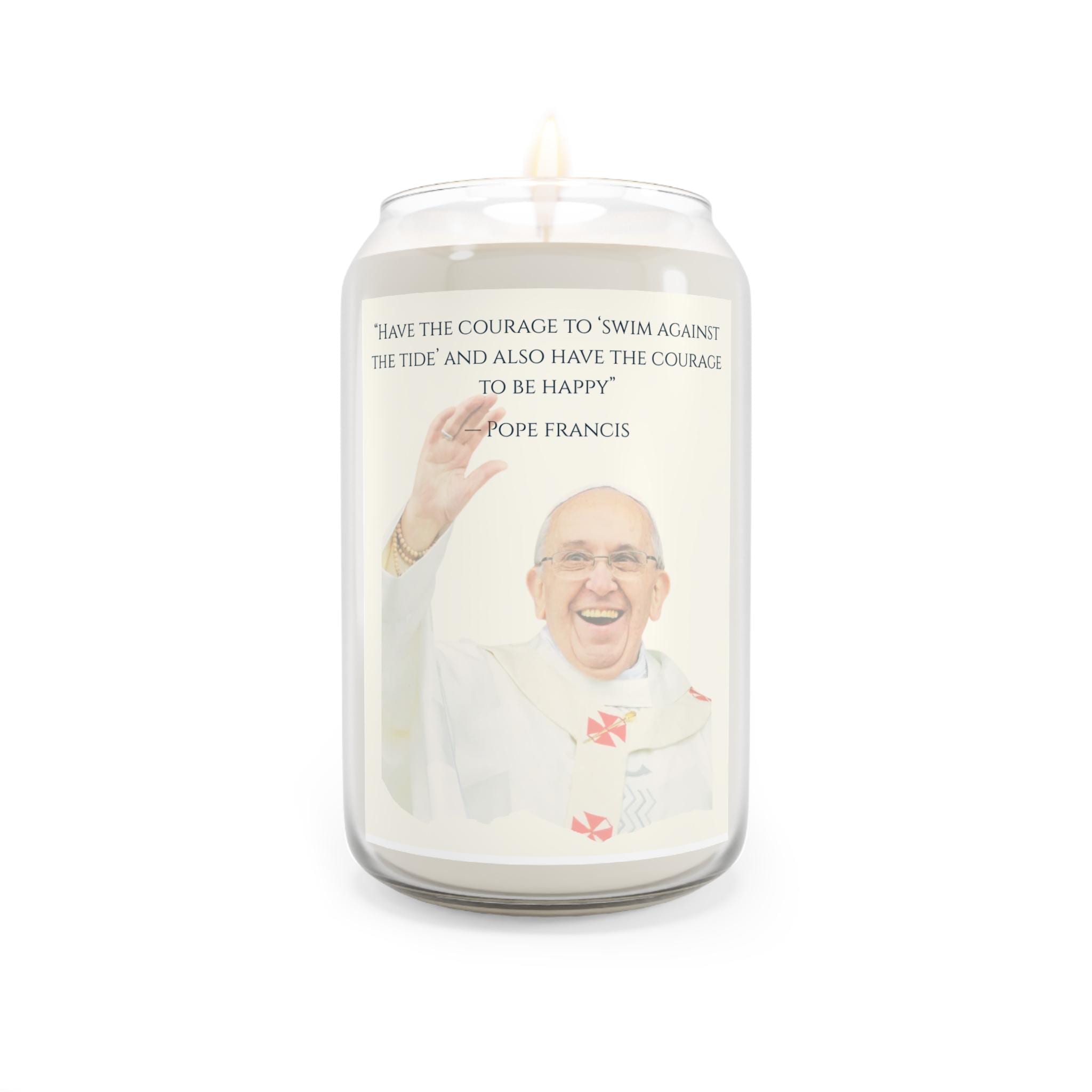 Pope Francis Inspirational Scented Candle | Catholic Gift | Prayer Candle