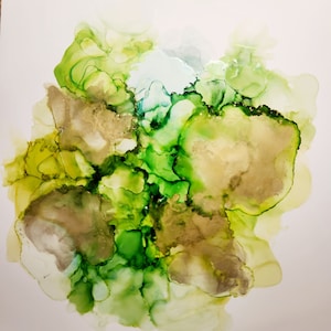 Alcohol ink art in greens