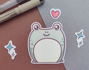 Cute Chubby Frog Stickers (2pcs) - Matte Vinyl Decals