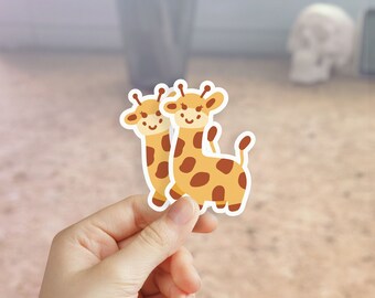 Kawaii Giraffe Stickers, Cute Matte Die-Cut Set of 2