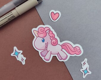 Cute Pink Pony Sticker – Kawaii Die-Cut Decal, Journal Laptop Planner