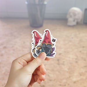Garden Gnome stickers 2 pcs, magic elf, Gnome stickers set of 2, die cut, mushroom gnome,