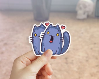 Kawaii Kitten Stickers, Cute Cat Decals, Set of 2