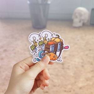 Pumpkin wheelbarrow stickers 2 pcs, pumpkin patch, Halloween cart,  fall garden cart  set of 2