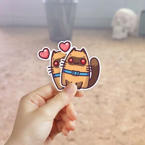 Siamese cat stickers set of 2, kitty Siamese Kawaii,  Cute Die Cut stickers, cat in love