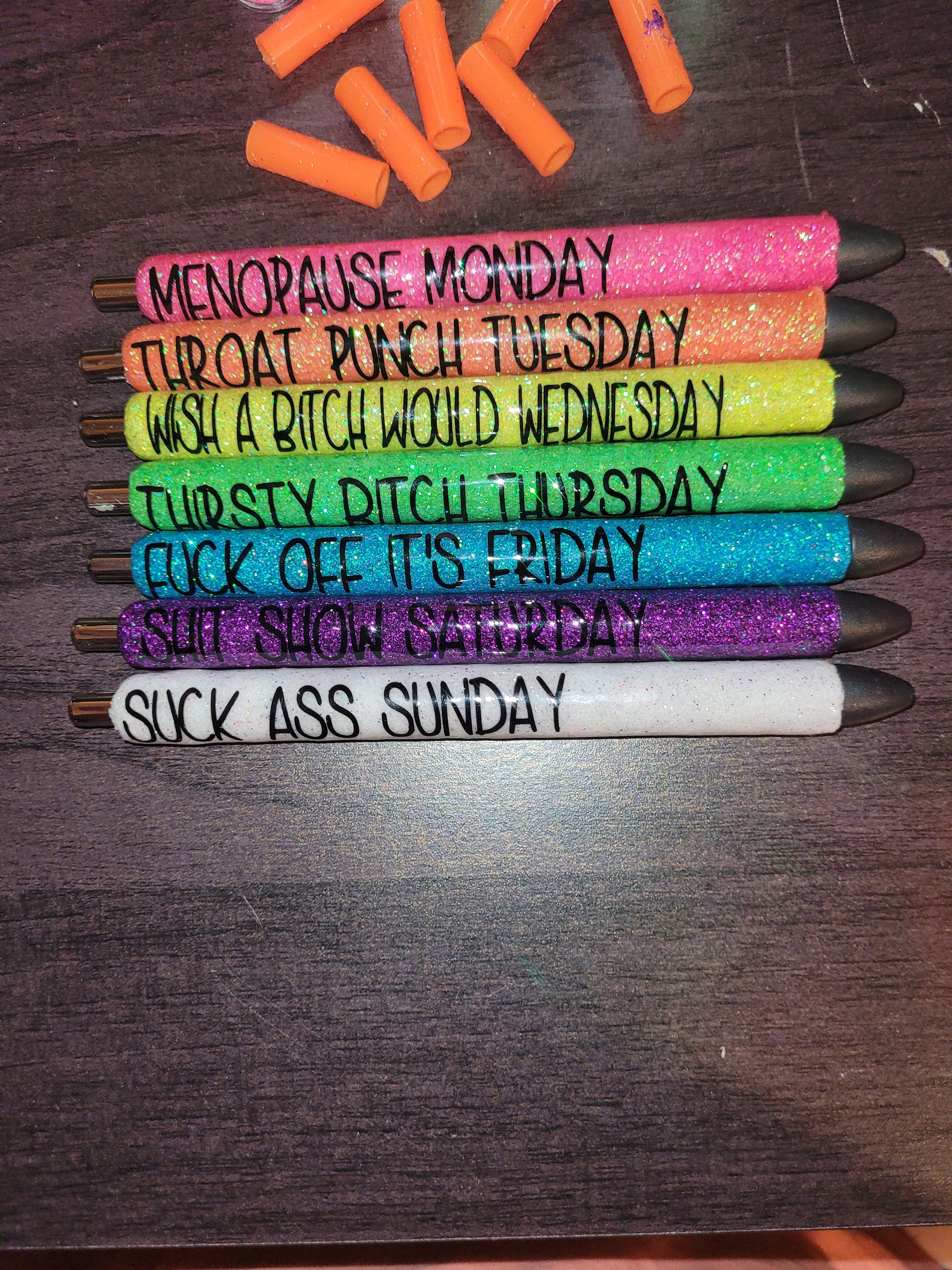 Days of the Week Metal Pens, Funny Mature Adult Humor Black Ink Metal –  Amanda's Crafty Creations