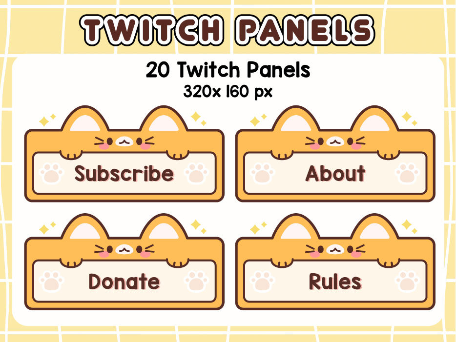20 Cute Orange Cat Panels / Twitch Panels / Simple / Kawaii - Etsy
