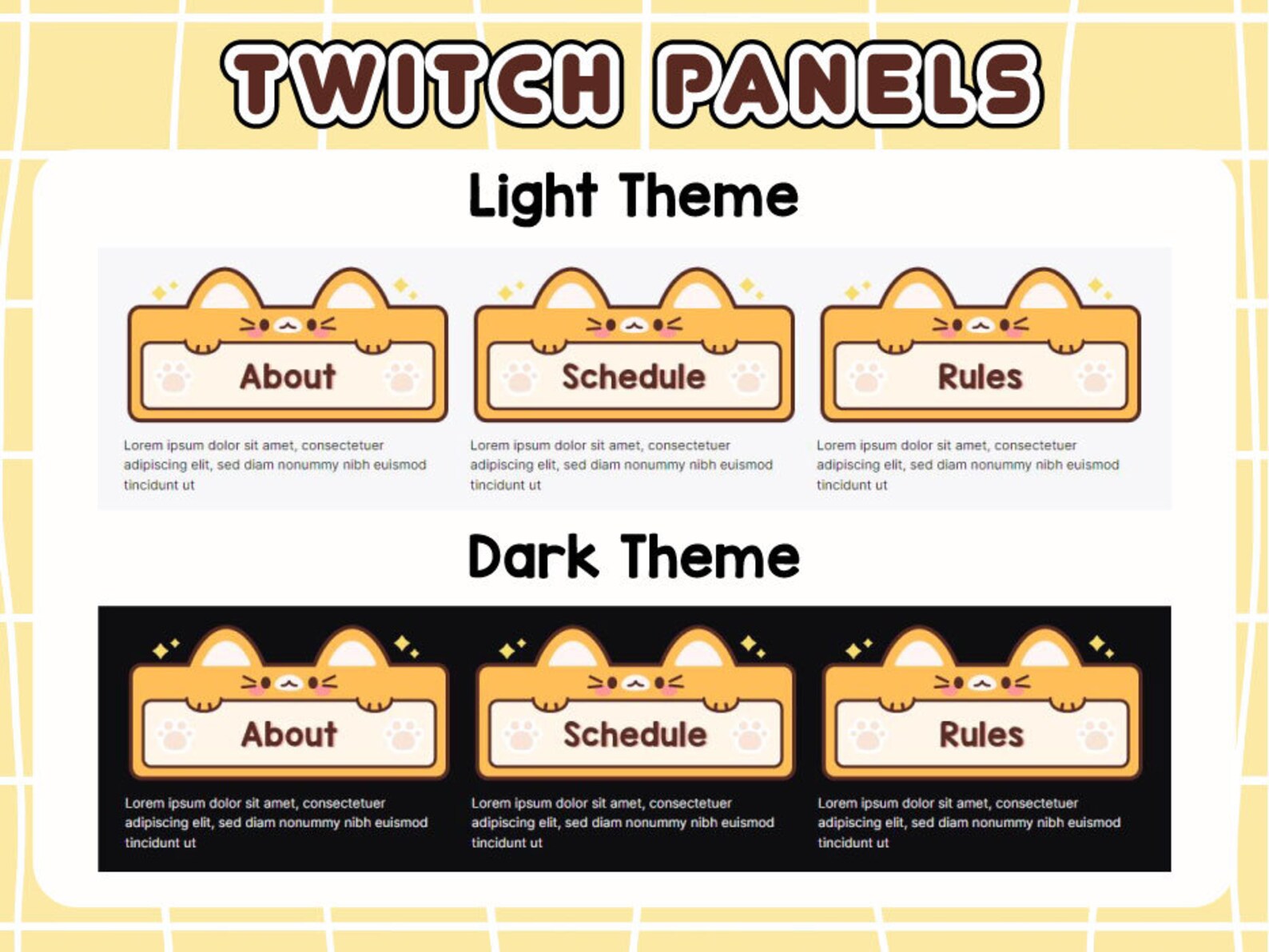 20 Cute Orange Cat Panels / Twitch Panels / Simple / Kawaii - Etsy