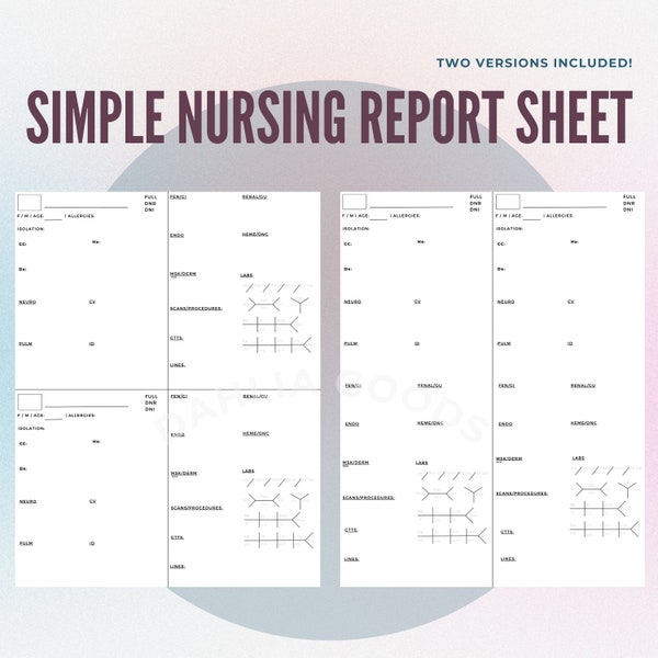 Feuille de rapport sur les soins infirmiers SIMPLE | USI | Chirurgie médicale |