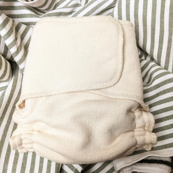 Snapless Fitted Cloth Diaper-Made to Order | 100% USA Grown/Milled Organic Cotton | Natural