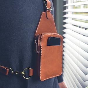 Sac poitrine à bandoulière en cuir | Sac poitrine à bandoulière en cuir | Sac de voyage | Sac à dos de randonnée | Pochette en cuir