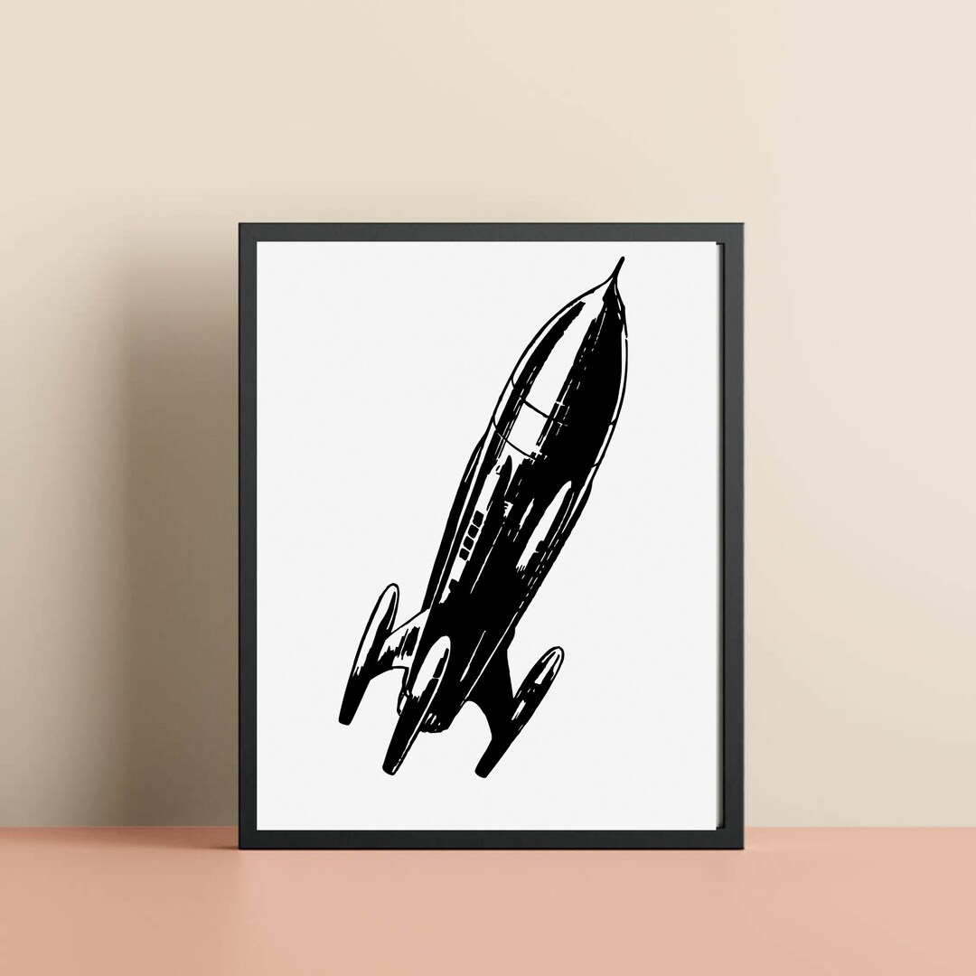 Printable Rocket Poster Rocket Wall Art Printable Rocket Art Etsy