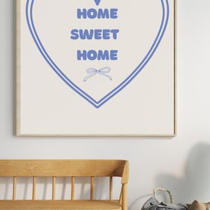 Home Sweet Home Printable Wall Art – Minimalist Heart Digital Download – Cozy Bow Decor for Entryway, Living Room, or Housewarming Gift