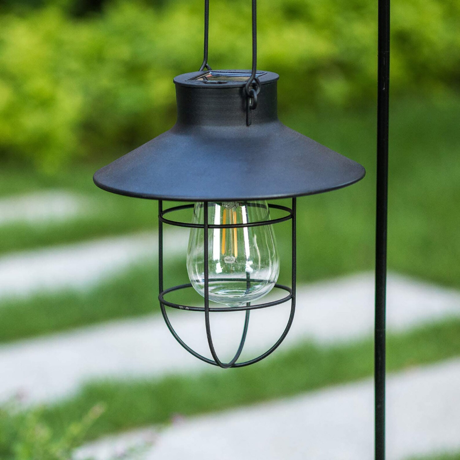 Hanging Solar Lights Lantern Lamp With Shepherd Hook Metal Etsy