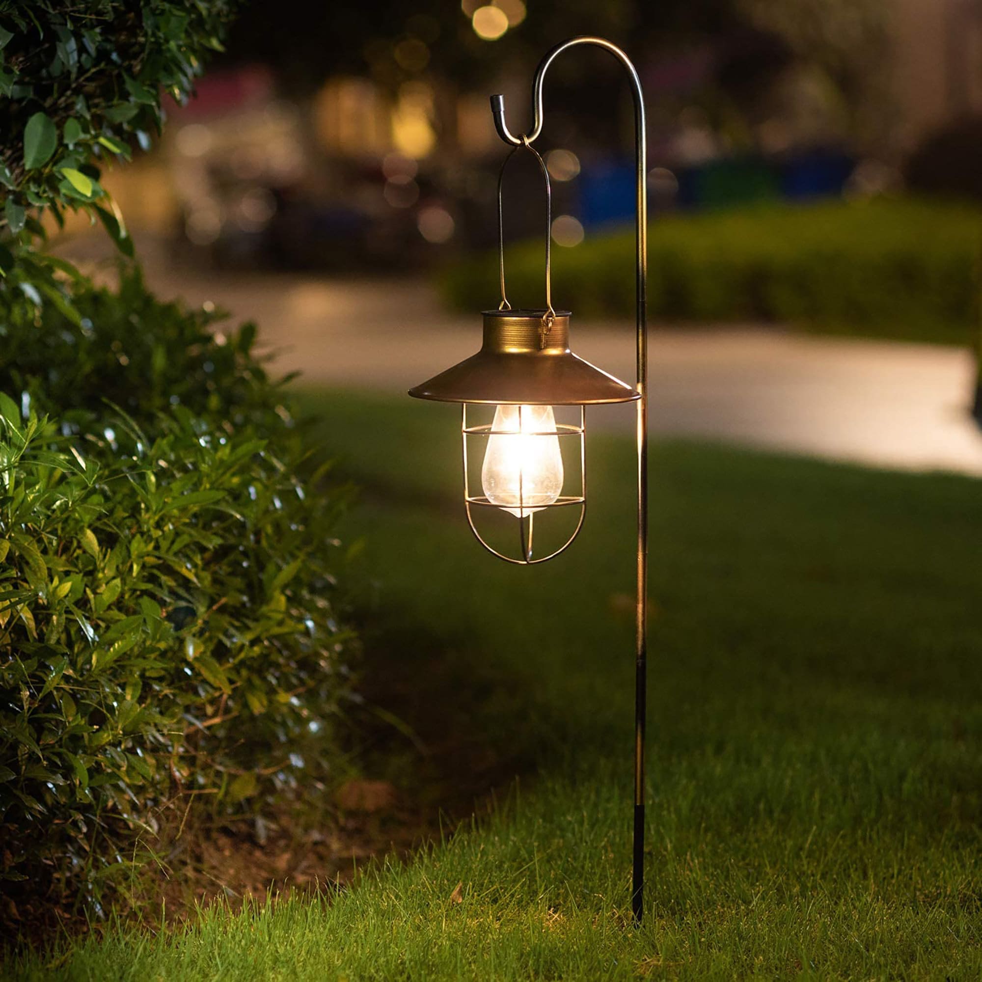 Hanging Solar Lights Lantern Lamp With Shepherd Hook Metal Etsy