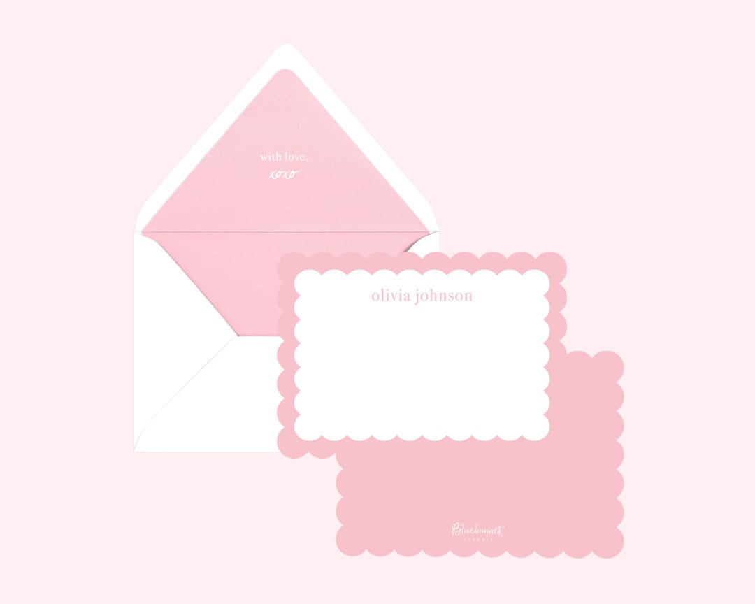 The Charlotte Stationery Set | Personalized Pink Note Cards, Custom ...