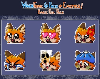 Twitch Emotes - 6 Cute Fox Emotes for Twitch and Discord - Basic Pack