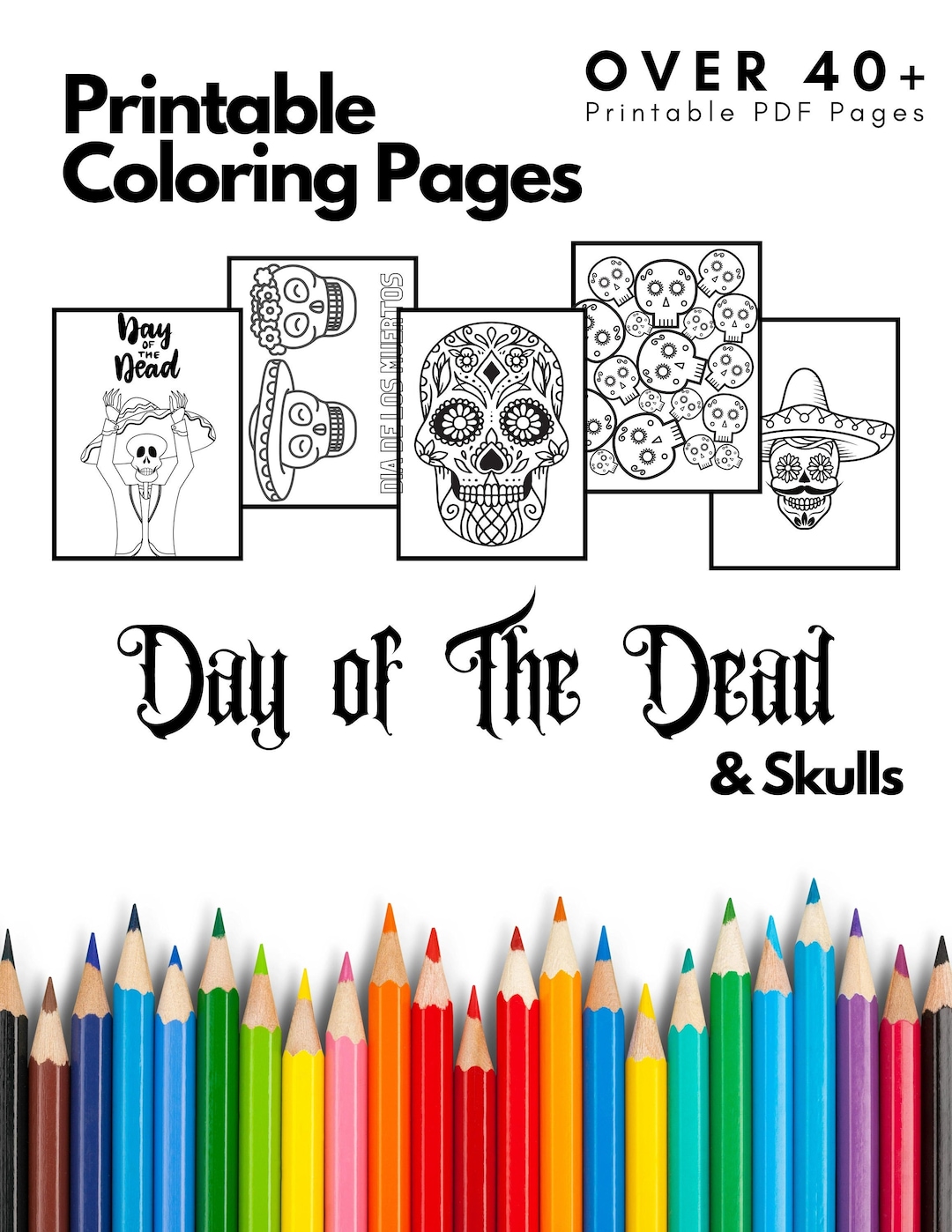 Day of the Dead/Skulls Printable Coloring Pages - Etsy