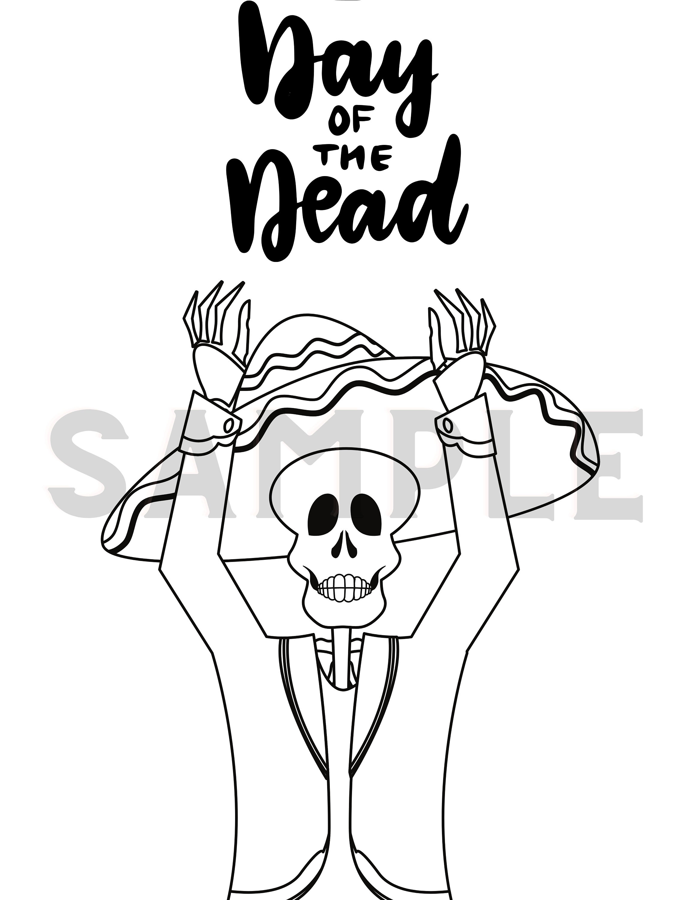 Day of the Dead/Skulls Printable Coloring Pages - Etsy