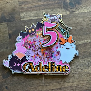 Halloween Cake Topper - Spooky Birthday - Halloween Cake - Boy & Girl Birthday - Glitter Shaker Cake Topper - Halloween