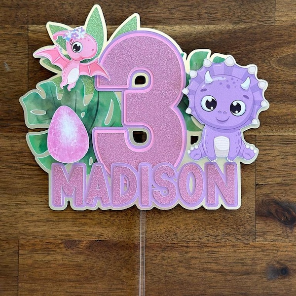 Dinosaur Cake Topper - Dinosaur Birthday - Dinosaur Cake - Boy & Girl Birthday - Design 2