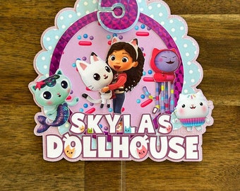 Gabby Dollhouse Theme Cake Topper - Gabby Dollhouse Theme Birthday - Gabby Dollhouse Theme Cake - Boy & Girl Birthday - Design 2