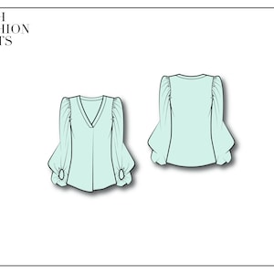 Women&#39;s Blouse / Flat Sketches / Technical Drawings / Fashion Design / Adobe Illustrator / CAD