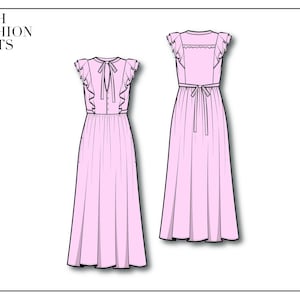 Women&#39;s Midi Dress / Flat Sketches / Technical Drawings / Fashion Design / Adobe Illustrator / CAD