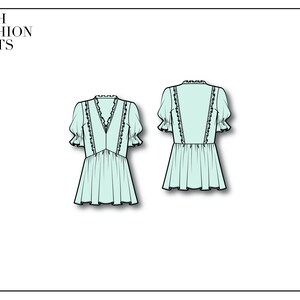 Women&#39;s Blouse / Flat Sketches / Technical Drawings / Fashion Design / Adobe Illustrator / CAD