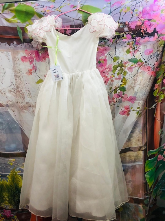 Elegant Mesh Puff Sleeve Dress, Baptism Christening Outfit, Size 6 - Etsy  Australia