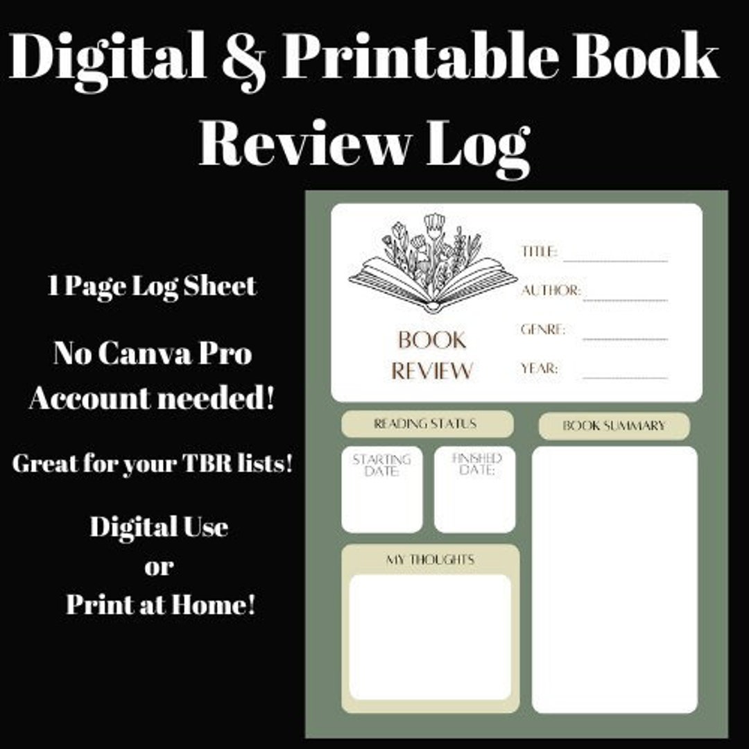 book-review-template-printable-instant-download-reading-etsy