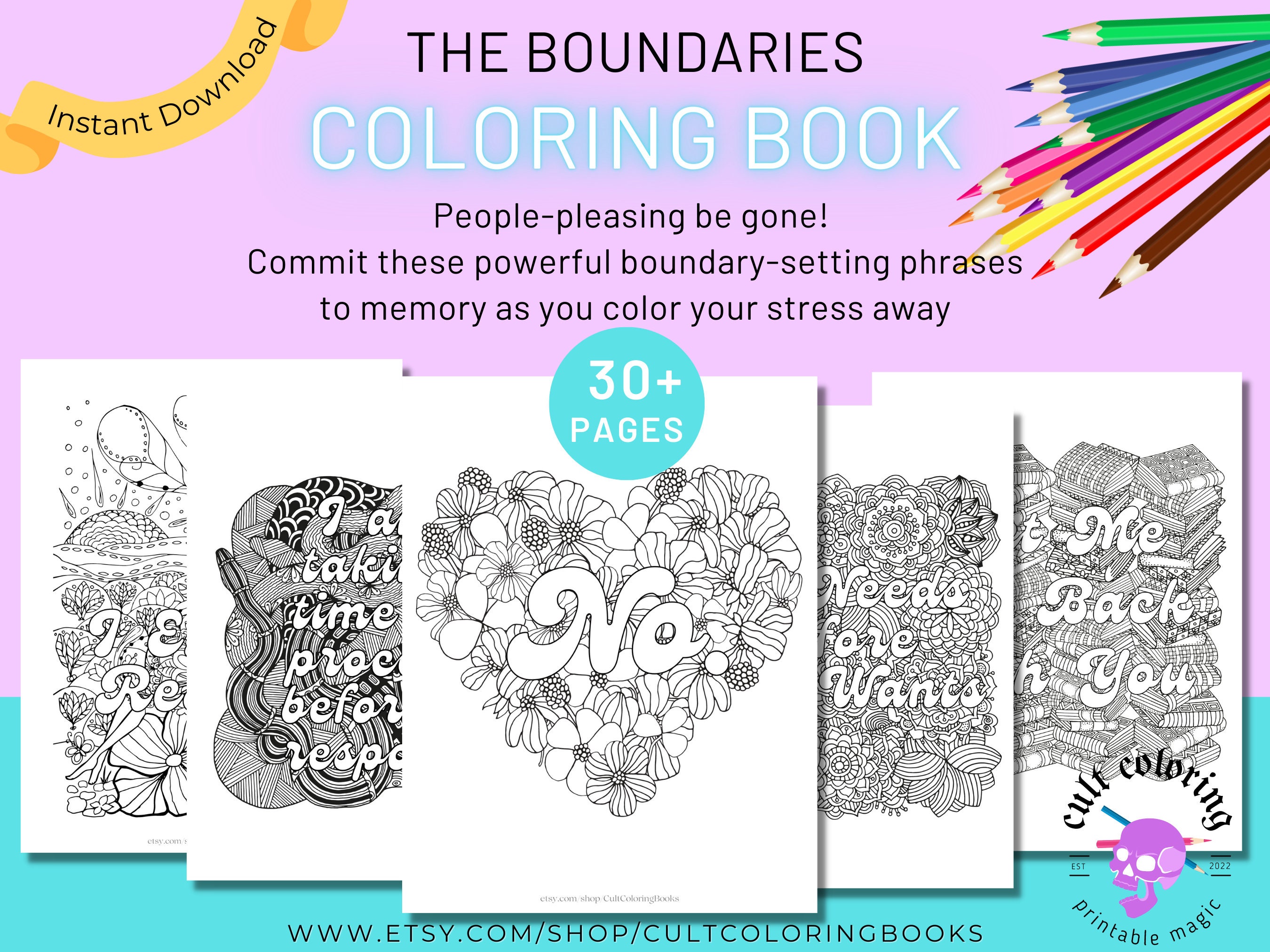 Adult Coloring Book Ultimate Art Therapy BUNDLE 60 Adult Coloring Pages  Printable PDF E-book, Digital Download, Grown up Coloring Book 