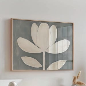 Abstract Floral Wall Art: Minimalist Botanical Painting, Earthy Home Decor