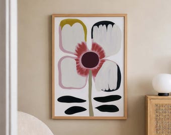Abstract Flower Wall Art, Modern Floral Print, Contemporary Botanical Art, Colorful Home Decor