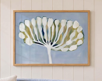Minimalist Botanical Print: Abstract Floral Wall Art in Blue & Green Tones