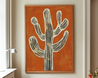 Cactus Wall Art Print – Modern Desert Botanical Poster, Southwestern Minimalist Home Decor