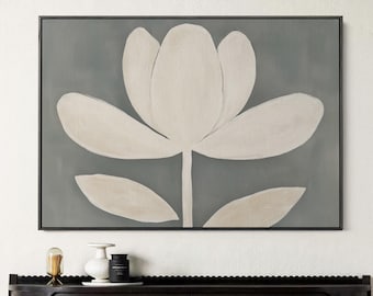 Neutral Floral Canvas Art: Modern Scandi Floral Print